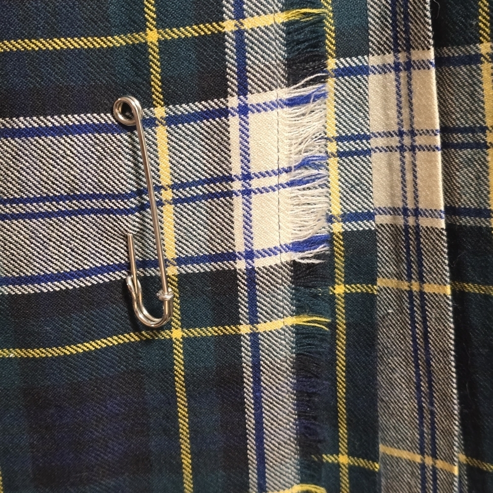 Vintage Surrey Classic Plaid Pure Wool Pleated Kilt Wrap Skirt - Picture 3 of 11